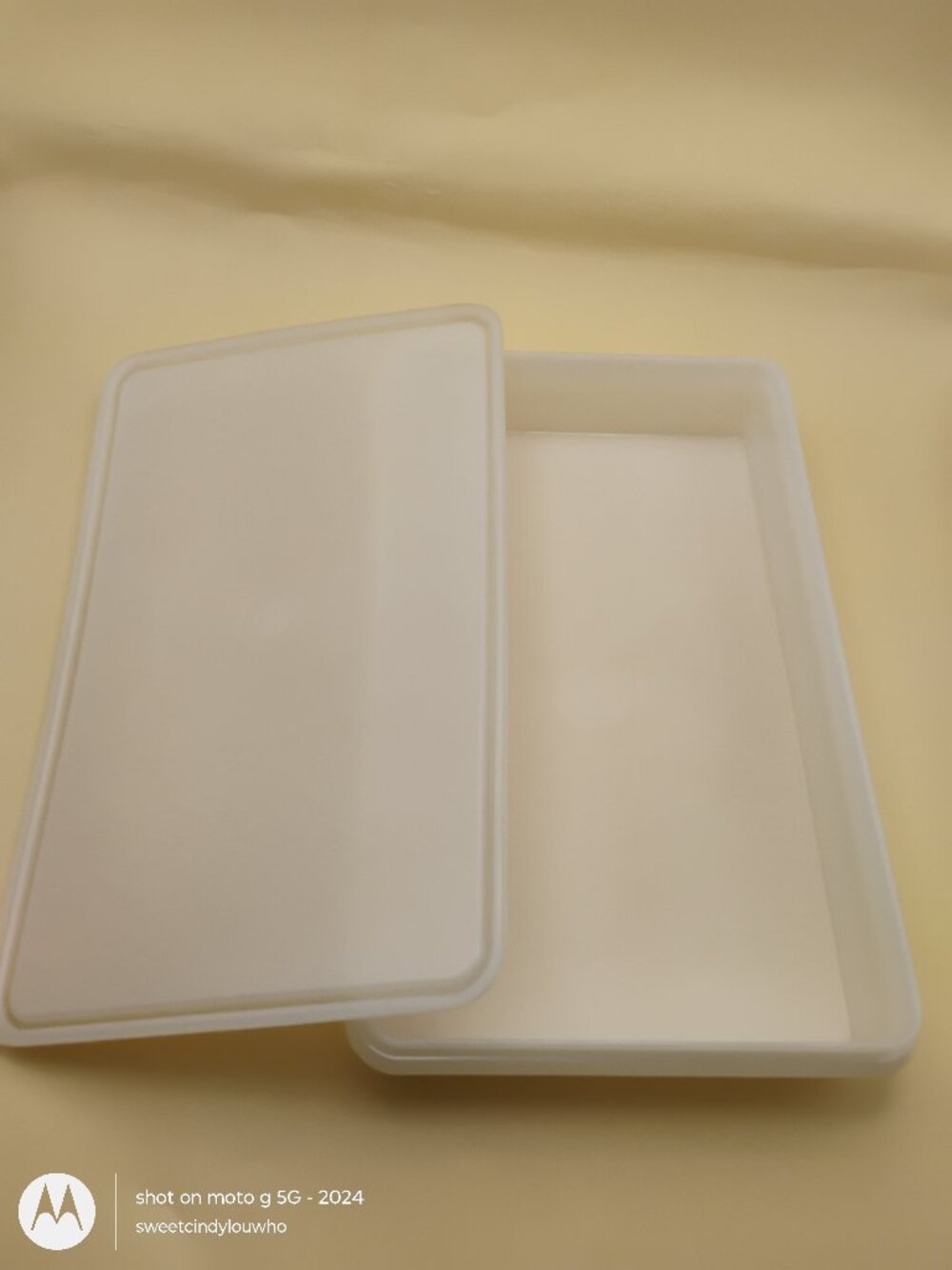 Tupperware 794-5 sheer white rectangular deli bacon keeper with lid vtg 1970s